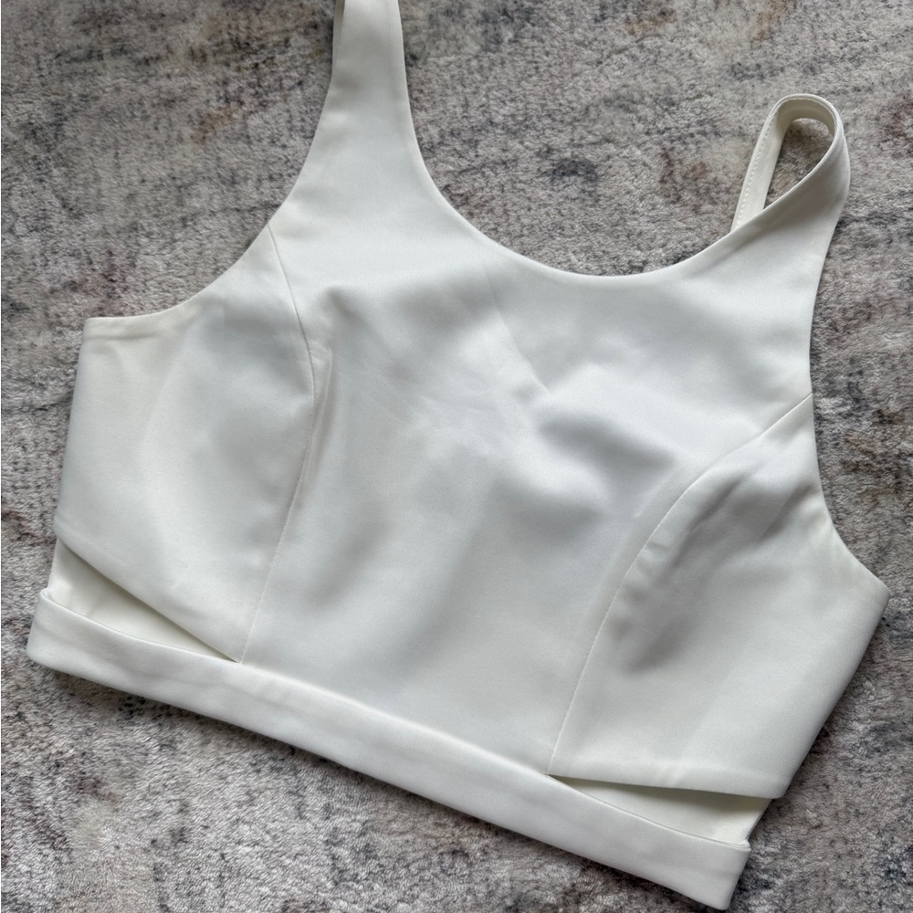 White Satin Crop Top L